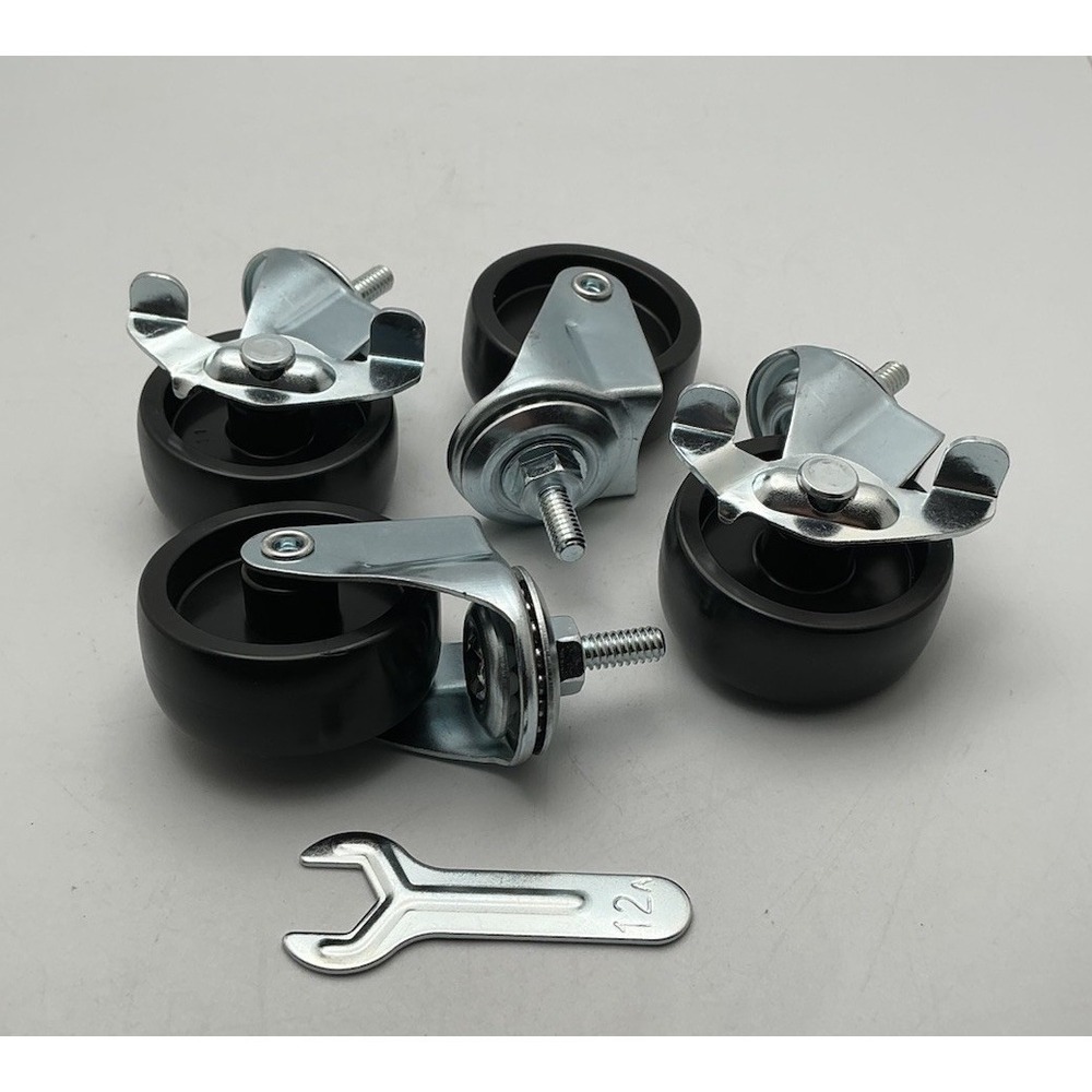 Threaded Stem Caster Wheels‎ (4), 2 w/ Locking Brakes, ~1 7/8" 3/4" Tread